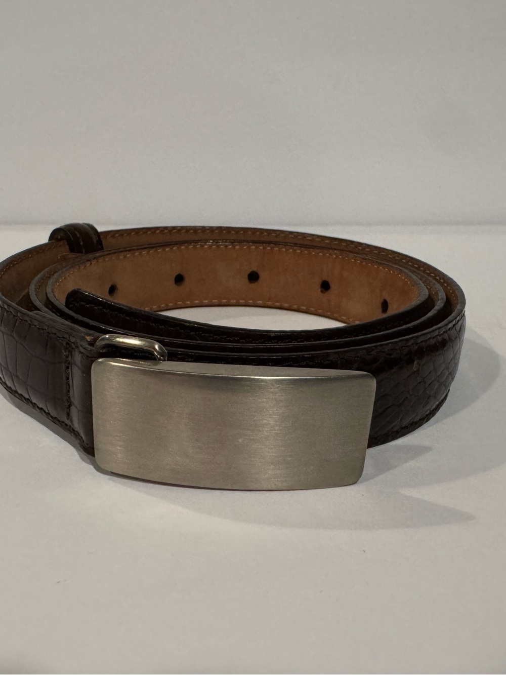 Giorgio Armani Croc Embossed Leather Belt | Made in Italy | Size 80/32